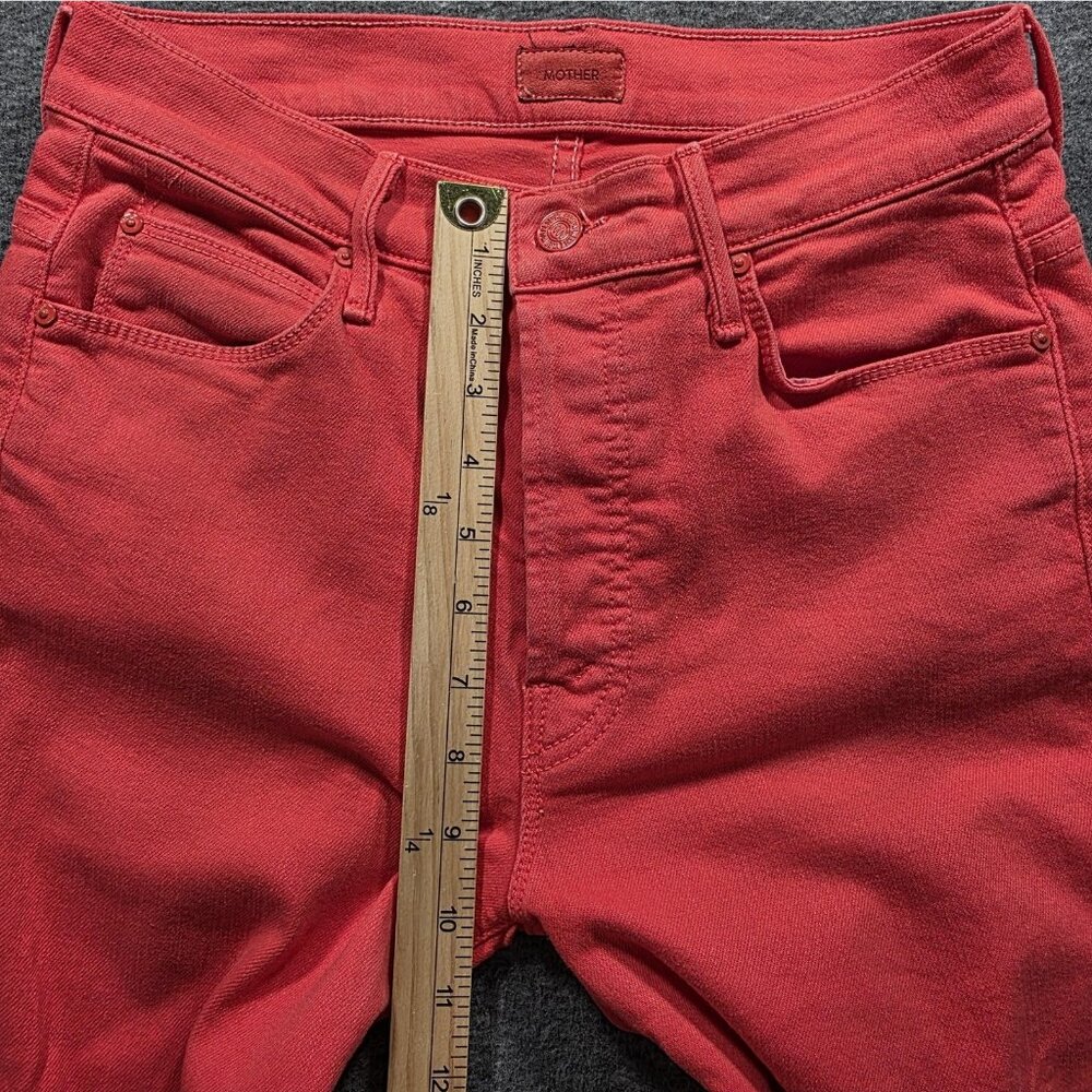 Mother Jeans Womens 27 Red Stunner Ankle Fray High Rise Skinny Button Fly USA - Picture 11 of 12